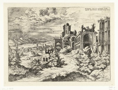 Ansicht des Palatin mit Sonnenaufgang von Hieronymus Cock