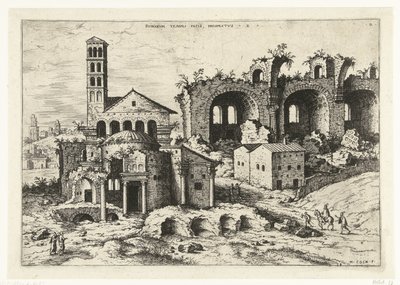 Ansicht des Tempels von Romulus und der Basilika von Konstantin von Hieronymus Cock
