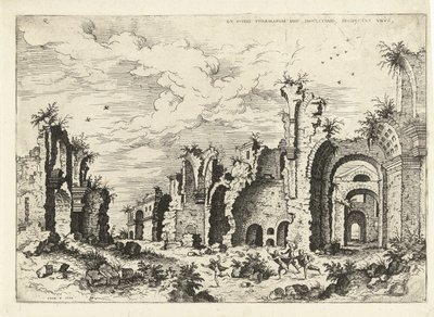 Ansicht der Thermen des Diokletian (Römische Ruinen) von Hieronymus Cock