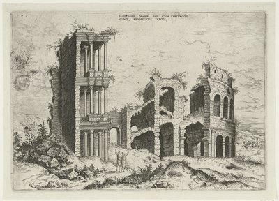 Ansicht des Septizoniums und des Kolosseums in Rom von Hieronymus Cock