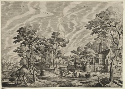 Landschaft mit einem Schloss rechts, 1630 von Hieronymus Cock