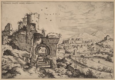 Ruinen auf dem Palatin, Blick auf die Caracalla-Thermen von Hieronymus Cock