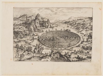 Das kretische Labyrinth, aus Landschaften mit biblischen und mythologischen Szenen von Hieronymus Cock