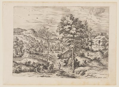 Der barmherzige Samariter, aus Landschaften mit biblischen und mythologischen Szenen von Hieronymus Cock