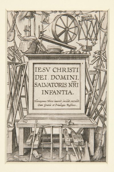 Titelseite aus Das Leben des Säuglings von Hieronymus Wierix