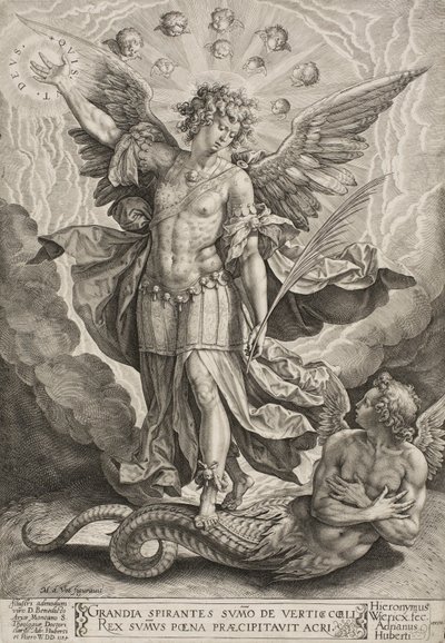 Der Erzengel Michael triumphiert über den Drachen von Hieronymus or Jerome Wierix