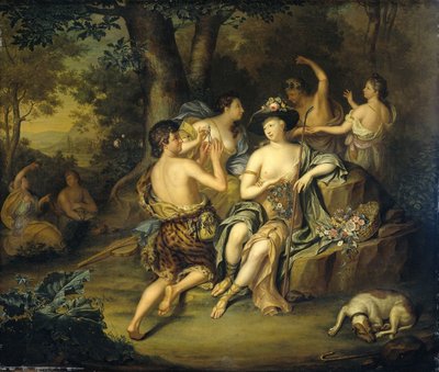 Hirten und Hirtinnen in einer Landschaft von Hieronymus van der Mij