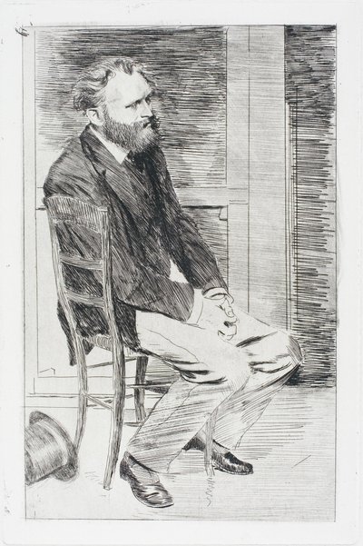 Manet sitzt, nach rechts gewandt von Hilaire Germain Edgar Degas