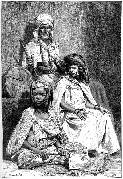 Arabischer Bettler, Biskra und El-kantra Frauen von Hildibrand