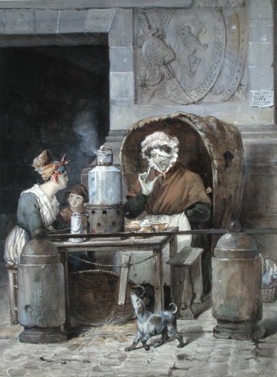 Kaffeehändler an der Ecke Porte Saint-Denis, 1830 von Hippolyte Adam