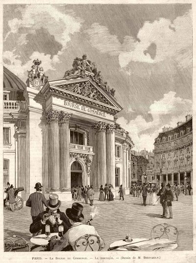 Die Börse in Paris im Jahr 1889. Zeichnung von M. Berteault von Hippolyte Berteaux