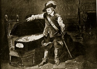 Cromwell betrachtet den Leichnam von Charles I., Illustration aus 