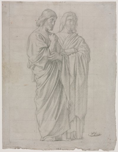 Zwei stehende Figuren (Studie für den linken Teil der Mission der Apostel) von Hippolyte Jean Flandrin