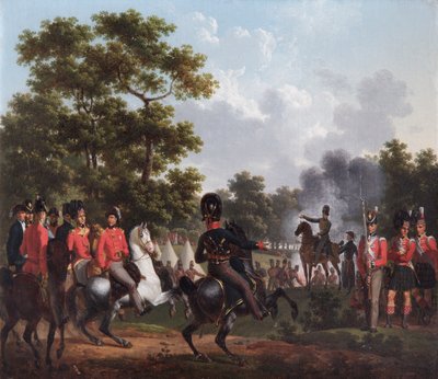Der Herzog von Wellington besucht die Außenposten in Soignies von Hippolyte Lecomte