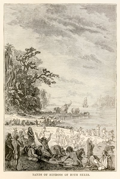 Gruppen von Hindus beiderlei Geschlechts, aus In 80 Tagen um die Welt von Jules Verne, 1873 von Hippolyte Leon after Benett
