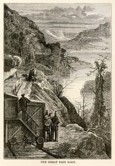 Der Große Salzsee, aus In 80 Tagen um die Welt von Jules Verne (1828-1905) graviert von Prévost, 1873 von Hippolyte Leon after Benett