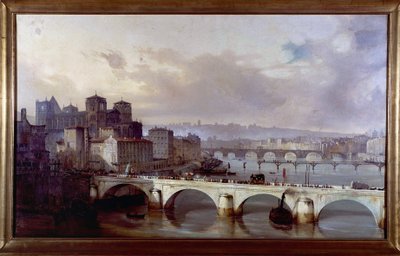 Prozession auf der Brücke des Erzbistums in Lyon - Gemälde von Hyppolyte Leymarie, ca. 1835-1840, Gadagne-Museum in Lyon von Hippolyte Leymarie