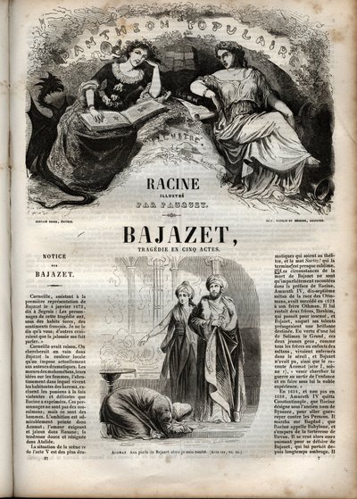 Bajazet Tragödie in fünf Akten von Jean Racine - Gravur in „Werke von Jean Racine“ illustriert von Pauquet und mit einer Notiz von Emile de La Bédollière - 1851 von Hippolyte Louis Pauquet