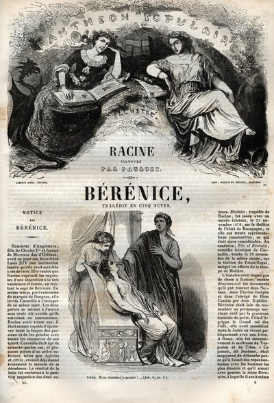 Berenice Tragödie in fünf Akten - Gravur in „Werke von Jean Racine“ illustriert von Pauquet und mit einer Notiz von Emile de La Bedolliere - 1851 von Hippolyte Louis Pauquet