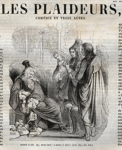 Les Plaideurs (1668) Komödie in drei Akten - Gravur in „Werke von Jean Racine“ illustriert von Pauquet und mit einer Notiz von Emile de La Bédollière - 1851 von Hippolyte Louis Pauquet