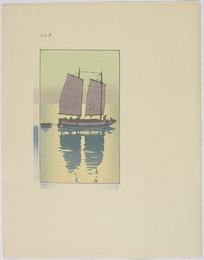 Eine Dschunke, Platte Nr. 2, spätes 19. bis mittleres 20. Jahrhundert von Hiroshi Yoshida