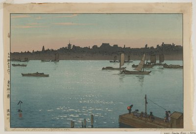 Sumida-Fluss - Nachmittag, aus der Serie, Zwölf Szenen von Tokio, Taisho-Ära von Hiroshi Yoshida