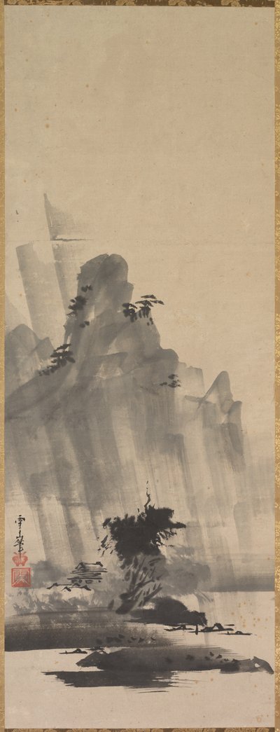 Berg und Fluss im Sturm, erste Hälfte des 17. Jahrhunderts von Hirowatari Setsuzan