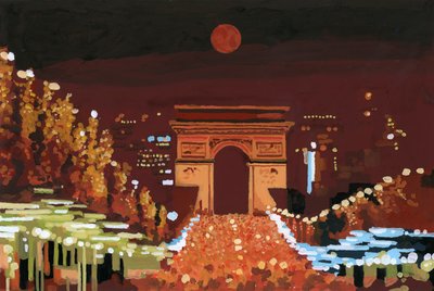 Arc de Triomphe und Champs Elysées bei Nacht, 2015 von Hiroyuki Izutsu