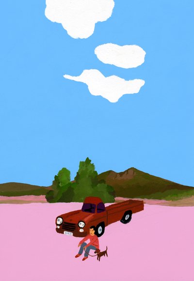 Fahrt mit dem Hund in einem Pickup-Truck von Hiroyuki Izutsu