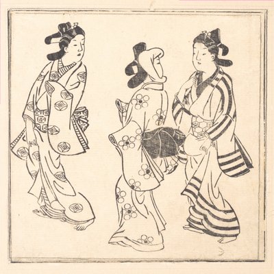Blatt aus einem Buch mit dem Titel: Wakoku Hiaku-jo: Einhundert japanische Frauen von Hishikawa Moronobu