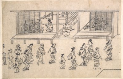 Straßenszene in Yoshiwara von Hishikawa Moronobu
