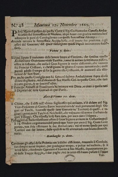 Gazzetta di Mantova - älteste italienische Zeitung, 1665 von Historic Object