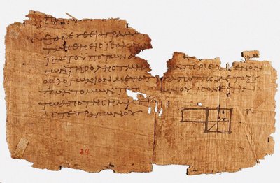 Papyrus Oxyrhynchus 29, mit einem Fragment von Euklids Elementen, zwischen 75 und 125 n. Chr. von Historic Object.