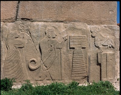 Ansicht der Reliefbasis des Sphinx-Tores von Hittite Hittite