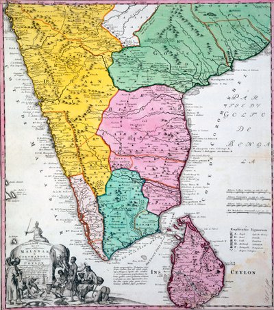 Karte der indischen Halbinsel, 1733 von Homann Heirs Company