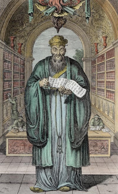 Kong-Fu-Tse, oder Konfuzius, der berühmteste Philosoph Chinas, graviert von Henry Fletcher (fl.1729) von Honbleau