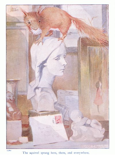 Das Eichhörnchen sprang hier, dort und überall, Illustration aus 