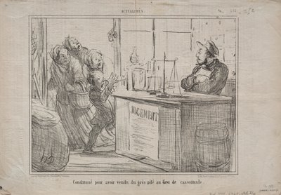 Tatsachen Nr. 252: Verurteilt, weil er einen Sandhaufen anstelle von feuchtem braunem Zucker verkauft hat, 1855 von Honoré Daumier