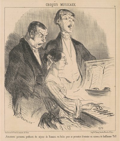 Amateurs parisiens profitant du séjour de Rossini von Honoré Daumier