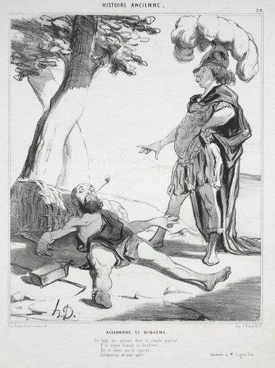 Alte Geschichte, Tafel 20: Alexander und Diogenes, 14. August 1842 von Honoré Daumier