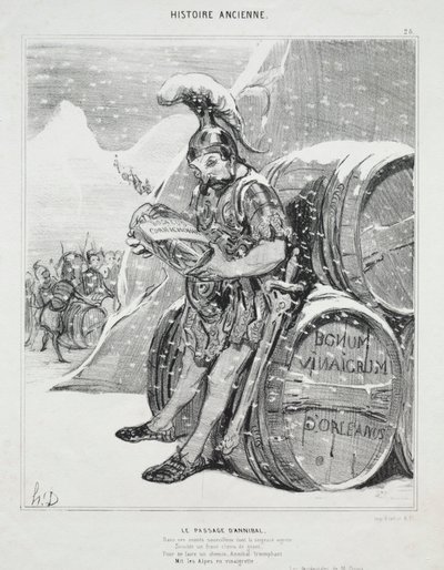 Alte Geschichte, Platte 28: Der Durchgang von Hannibal, 6. Oktober 1842 von Honoré Daumier