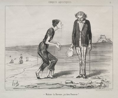 Aquatische Skizzen, Platte 8: Madame la Baronne, es ist mir eine Ehre... von Honoré Daumier