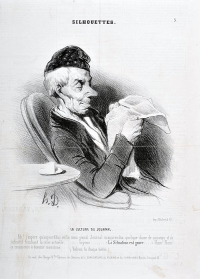 Werk von Honore Daumier (1840): Serie SOUXETTES „Die Zeitungslektüre“ von Honoré Daumier