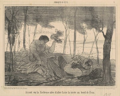 Mit der unglücklichen Idee, ... ans Wasser zu gehen von Honoré Daumier