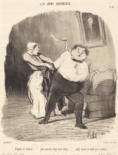 Schneiderbandit... noch ein Anzug... enger gemacht! von Honoré Daumier