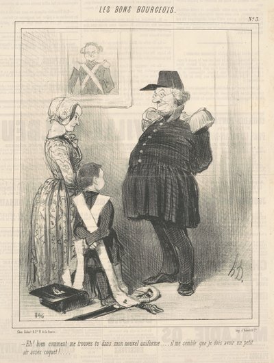 Eh! Bien, wie findest du mich in meiner neuen Uniform ... von Honoré Daumier