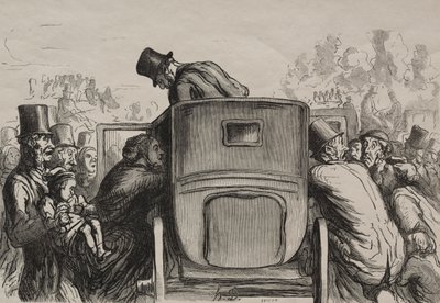 Weltausstellung: Der Fremde findet alle Annehmlichkeiten, um zu seinem Hotel zurückzukehren von Honoré Daumier