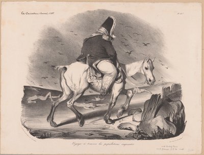 Karikatur von Louis-Philippe I., König von Frankreich, zu Pferd zwischen den Leichen von Honoré Daumier