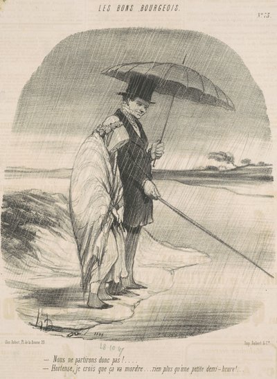 Wir werden also nicht gehen! -Hortense, ich glaube, es wird beißen... Nur noch eine kleine halbe Stunde! von Honoré Daumier