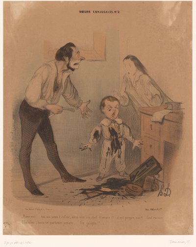 Kleinkind hat Tintenfass über seine Kleidung geschüttet von Honoré Daumier